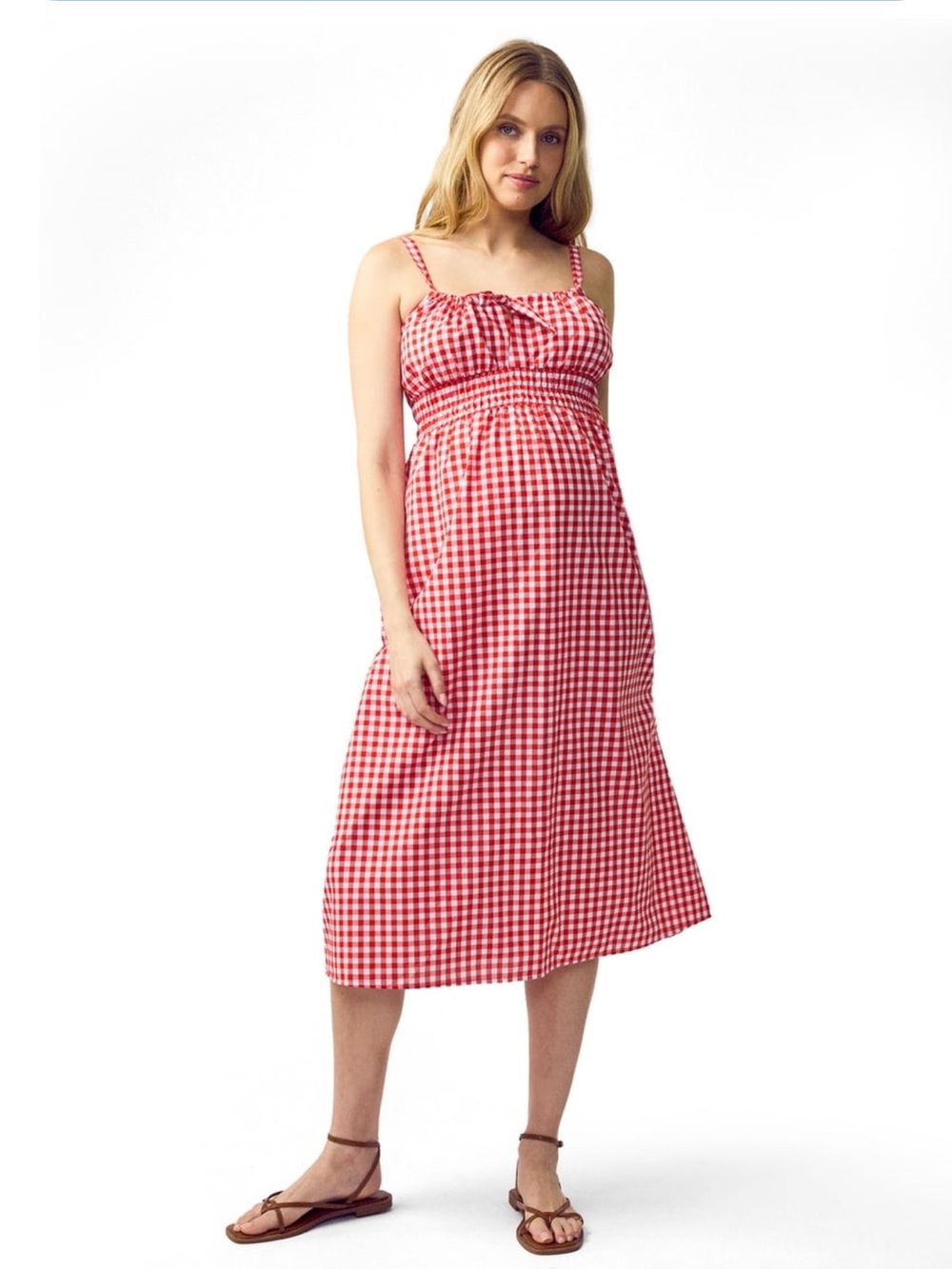 Red Gingham Maternity Sundress